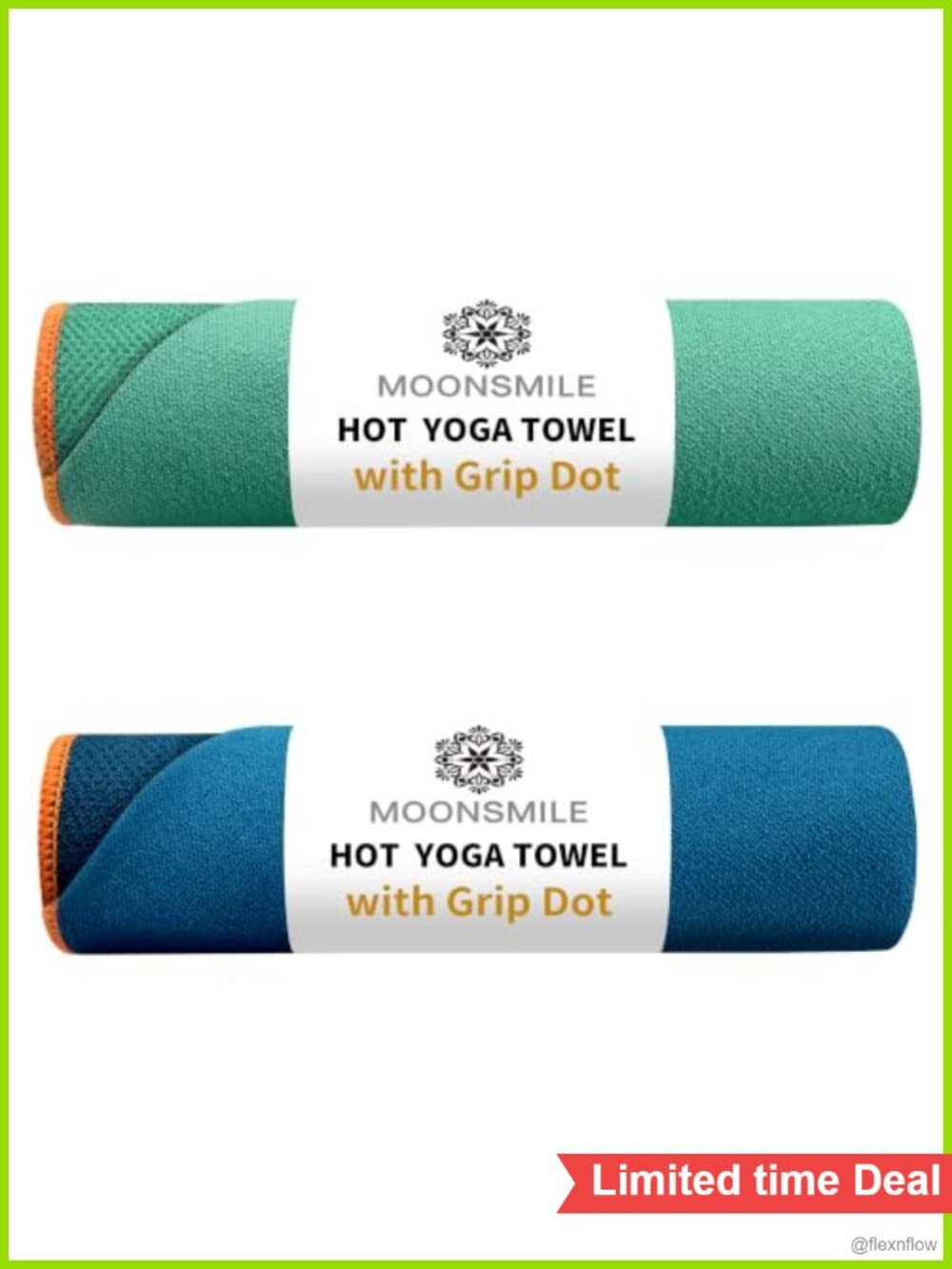 2 Pack Yoga Mat Towel with Grip Dot Non Slip Sweat Absorbent Pilates Bikram